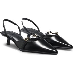 Muiltjes met open hiel van geborsteld leer