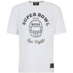 BOSS x NFL T-shirt van stretchkatoen bedrukt met artwork