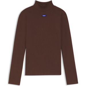 Top van stretchkatoen met blauw slogo