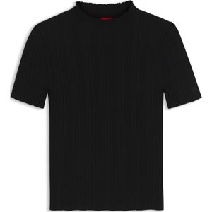 Trui met onregelmatige ribstructuur en hoge hals