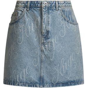 Minirok van stevig denim met logoprint