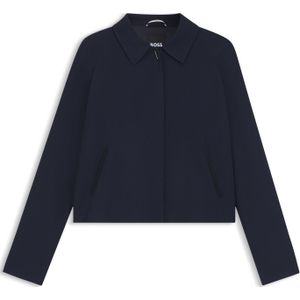 BOSS - Korte Damesblazer - Effen - Viscose - Regular Fit - Fly-Away-Kraag
