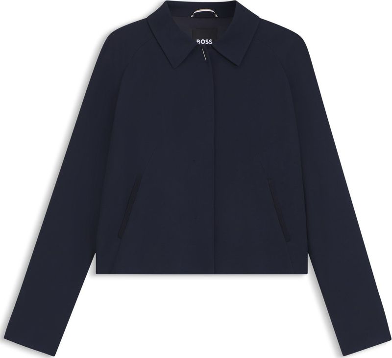 BOSS - Korte Damesblazer - Effen - Viscose - Regular Fit - Fly-Away-Kraag