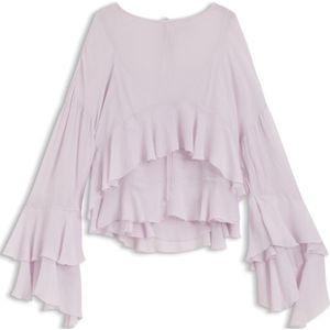 Relaxed-fit blouse met ruches van crêpe Georgette seersucker