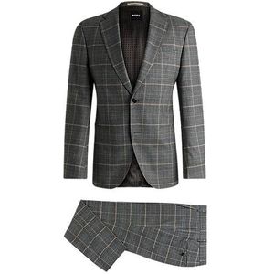 Slim-fit pak van geruite stretchwol