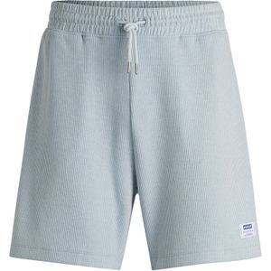 Hugo - Nuwafflo 01 - Korte Broek - Blauw - Wafelinterlock, Elastische Tailleband, Paspelzak