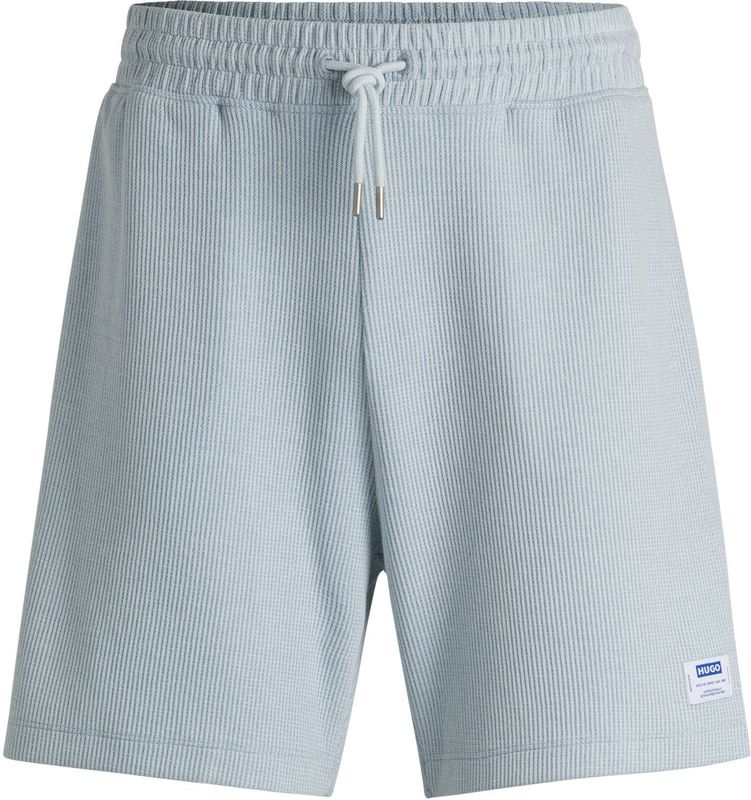 Hugo - Nuwafflo 01 - Korte Broek - Blauw - Wafelinterlock, Elastische Tailleband, Paspelzak