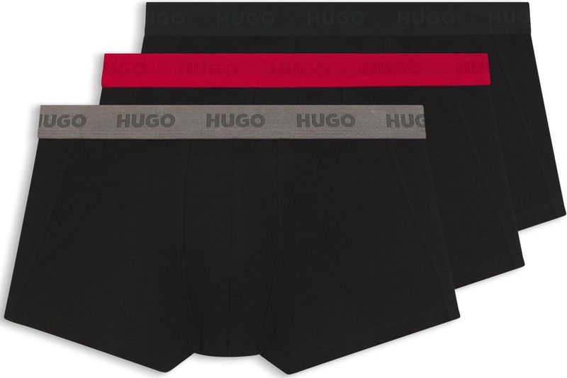 HUGO - Homme Pack De 3 Troncs - Zwart - Katoen