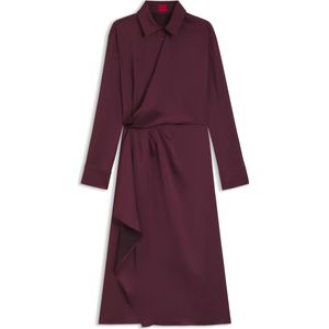 Satijnen midi-jurk met gedrapeerd detail