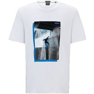 T-shirt van een katoenmix met skate-artwork op de voor- en achterkant