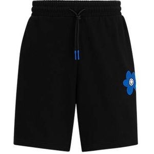 Shorts van katoenen badstof met gebloemd logo-artwork