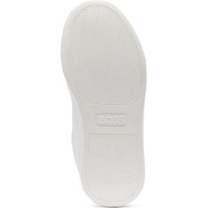 Leren kindersneakers met logo’s en drie klittenbandbandjes