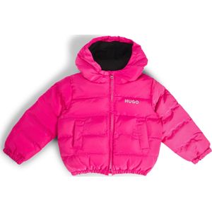 Pufferjack voor kinderen met capuchon en glanzende logoprint