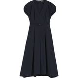 BOSS - A-lijn Jurk - Katoenmix - V-hals - Met Smalle Riem