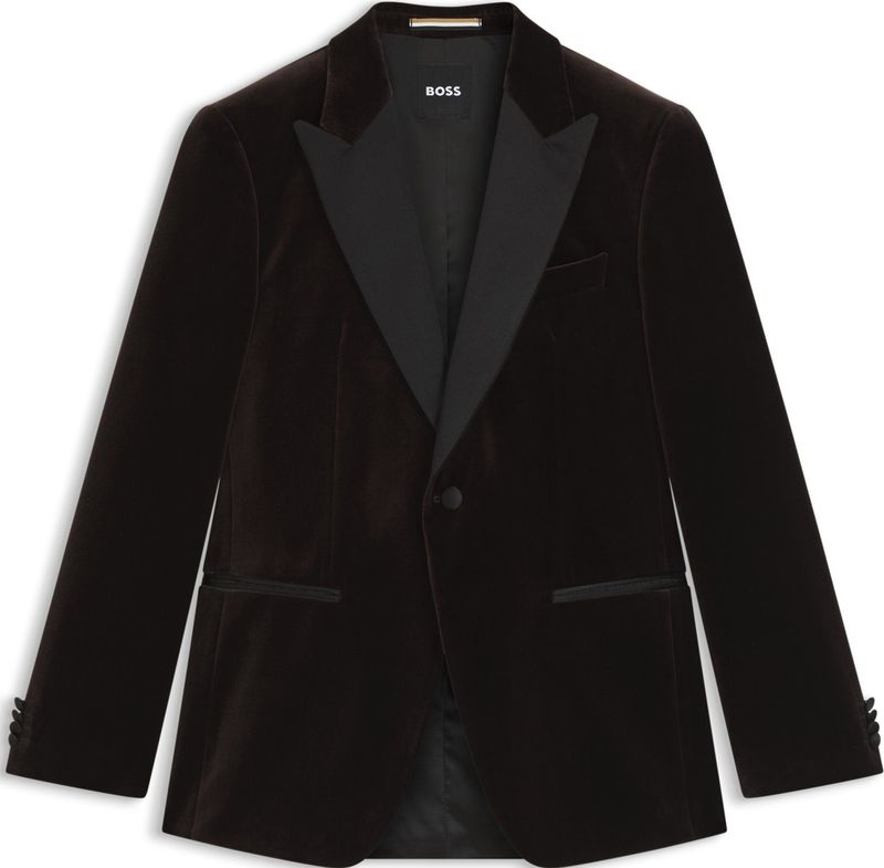 Slim-fit smokingjasje van katoenen fluweel
