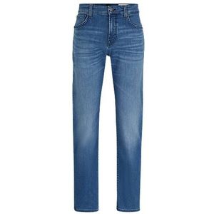 Regular-fit jeans van blauw zacht stretchdenim