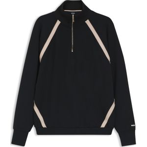 Sweatshirt met ritskraag en contrasterende inzetten