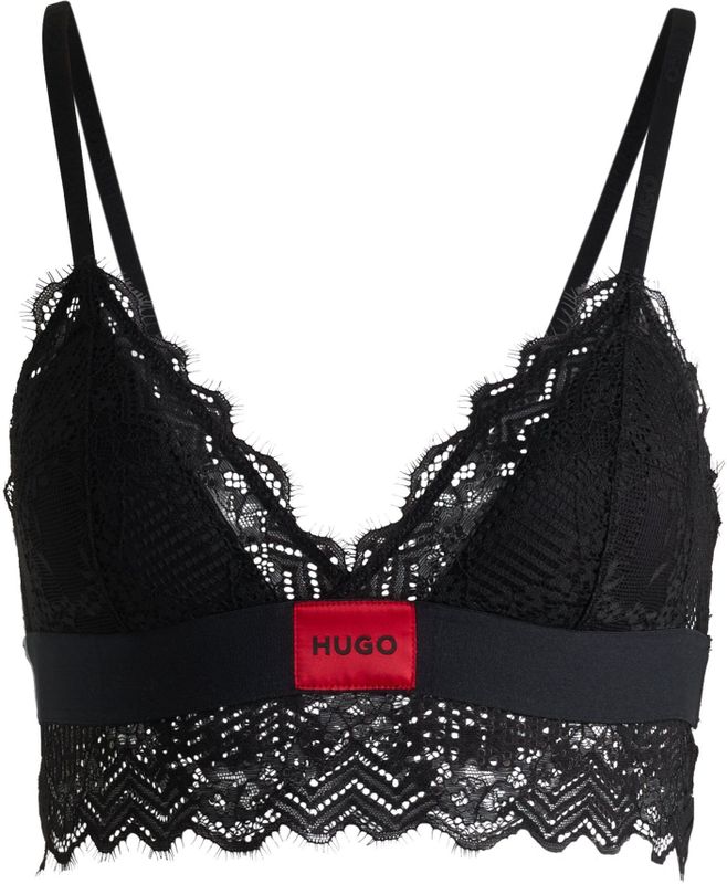 Bralette - Black - Jersey - Gewatteerd, Zonder Beugels, Diepe V-hals
