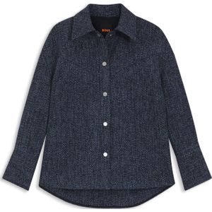 Relaxed-fit overshirt van tweed in denimlook