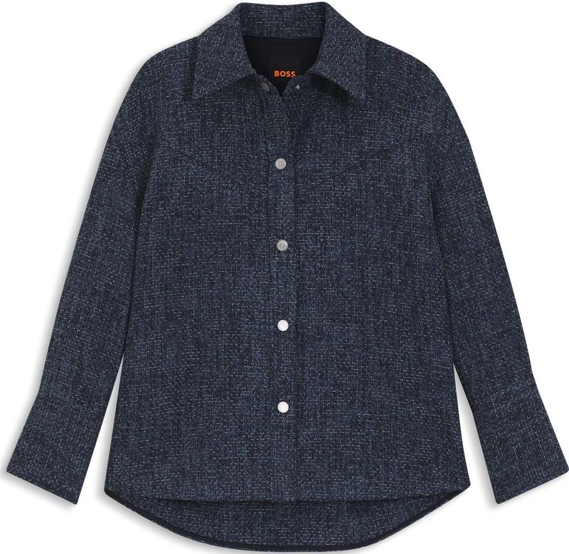 Relaxed-fit overshirt van tweed in denimlook