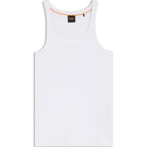 Geribde tanktop van stretchkatoen met logostiksel