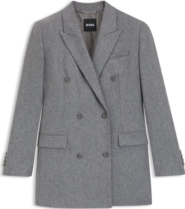 Lange regular-fit blazer van zacht flanel