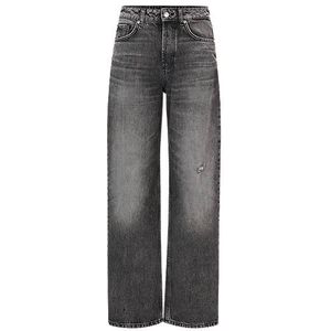 Relaxed-fit jeans van grijs distressed denim