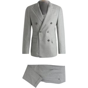 Slim-fit double-breasted pak van geruite scheerwol