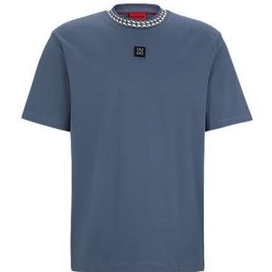 T-shirt van interlocked katoen met kettingprint op de kraag