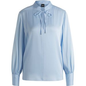 Relaxed-fit blouse van stretchzijde met keyhole-halslijn