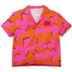 Overhemd voor kinderen met opvallende print en rood logolabel