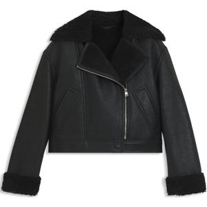 Oversized-fit jas van imitatieleer met imitatieshearling