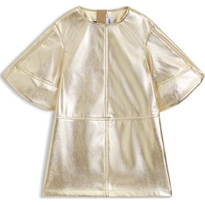 Goudkleurige kinderjurk met pofmouwen