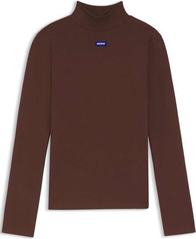 Top van stretchkatoen met blauw slogo