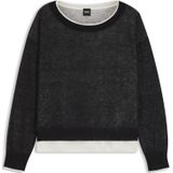 BOSS - Femok - Gebreide Trui - Zwart Gemêleerd / Wit