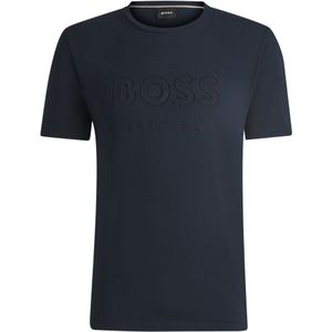 Ruitershirt met korte mouwen en logostiksel van stretchkatoen