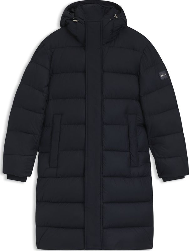 Lange waterafstotende gewatteerde jas met capuchon