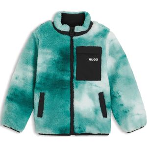 Kinderjas van imitatieshearling met zak van ripstop