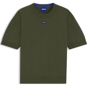HUGO - Gebreide Trui - Katoen/Polyacryl - Relaxte Pasvorm - Korte Mouwen
