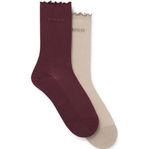 Set van twee paar sokken in standaardlengte met geribbelde boorden