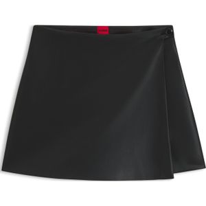 Hugo - Wrap Mini Rok Shorts - Zwart - Dames - Leer