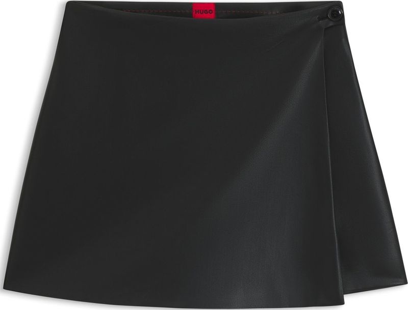 Hugo - Wrap Mini Rok Shorts - Zwart - Dames - Leer