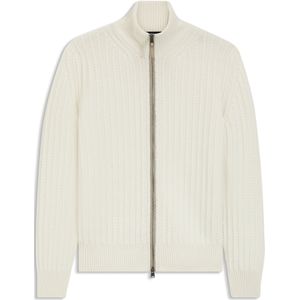 Kabelgeribde trui van wol en kasjmier met rits