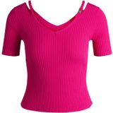 HUGO - Ribgebreide Top - Zwart - Cellulosevezels - Cut-outdetails
