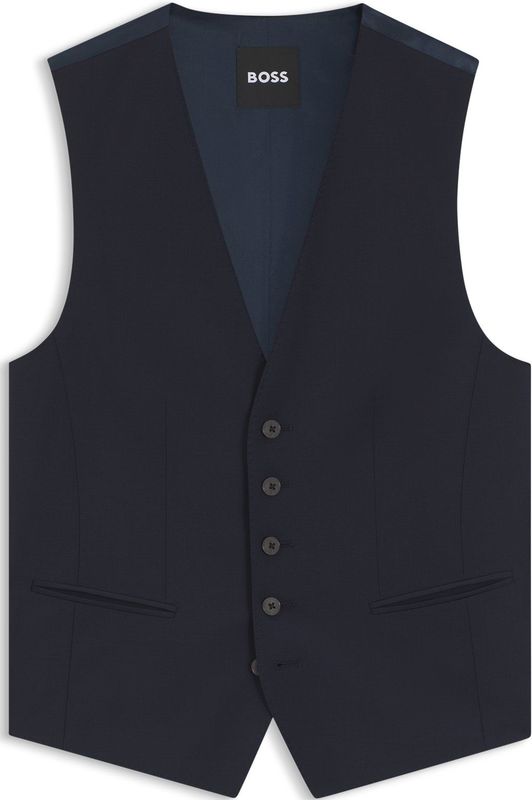 BOSS - Gilet - Gemêleerd - Wolmix met Stretch