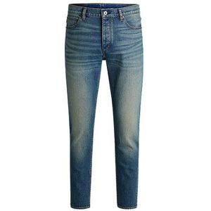 Tapered-fit jeans van denim in een blauwe tint