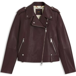 Bikerjas van generfd leer met ritsen en studs