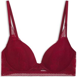 Plungebeha van microvezelstof met kant gedetailleerd met pioenrozen