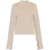 HUGO - Gebreide Trui - Zacht Ribmateriaal - Slim-fit - Hoge Hals - Ruches aan de Naden