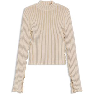 HUGO - Gebreide Trui - Zacht Ribmateriaal - Slim-fit - Hoge Hals - Ruches aan de Naden